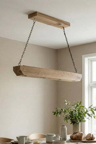 Geri Kazanılmış Temiz Yüzey Ahşap Kiriş Avize60 Cm